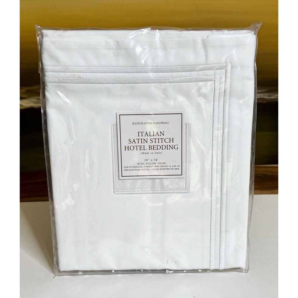 Restoration Hardware Italian Hotel Satin Stitch King Pillow Sham White NEW $99